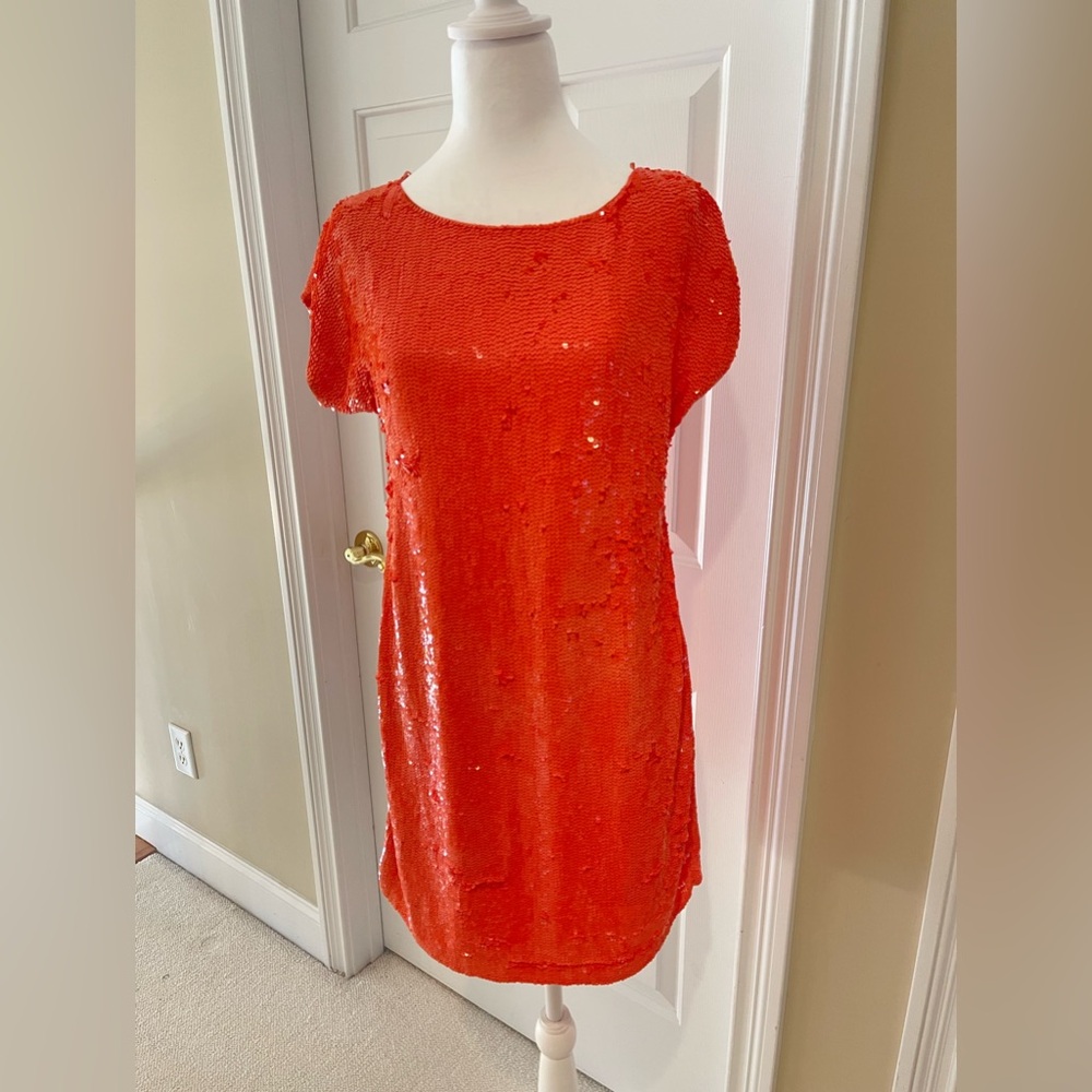 TRINA TURK ORANGE SEQUIN DRESS